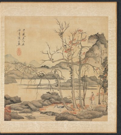 Festmények ókori mesterek után: Daoista és daru az őszi tájban, 1598-1652. alkotó: Chen Hongshou