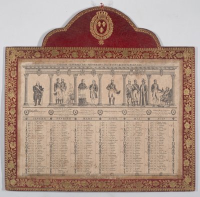 Francia 1816-os évnaptár Az európai államok uralkodóinak általános galériája, 1816 alkotó: Chevalier Henry Guillot