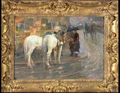 Párizs utcai jelenet, 1889 körül (olaj, karton) alkotó: Childe Frederick Hassam