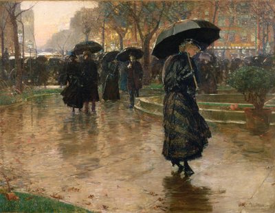 Rain Storm, Union Square alkotó: Childe Frederick Hassam