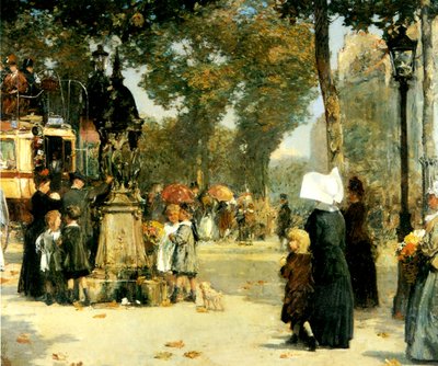 Utcai jelenet, Párizs alkotó: Childe Frederick Hassam