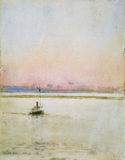 Naplemente (akvarell papíron) alkotó: Childe Frederick Hassam