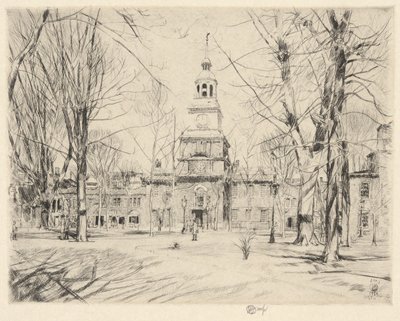 Independence Hall, Philadelphia, 1926 alkotó: Childe Hassam