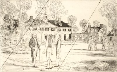 Washington Mount Vernonban (törölt lemez George Washington kétszázadik évfordulójának ünnepi felvonulása című portfólióból) alkotó: Childe Hassam