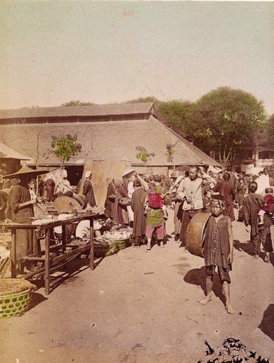 Piac Tonkinban, 1899-1900 (színes fotó) alkotó: Chinese School