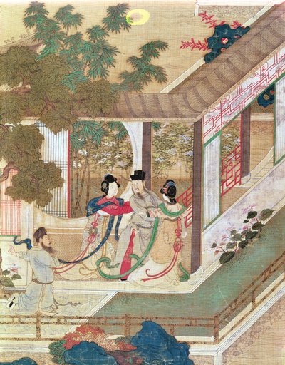 Romantikus találkozás, illusztráció egy hagyományos kínai regényből (wc papíron) alkotó: Chinese School