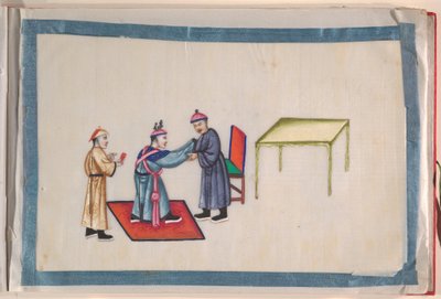 Album, 19. század vége (tizenkét lapból álló album; tinta és színes tintapapírra, vörös damasztba kötve) alkotó: Chinese School