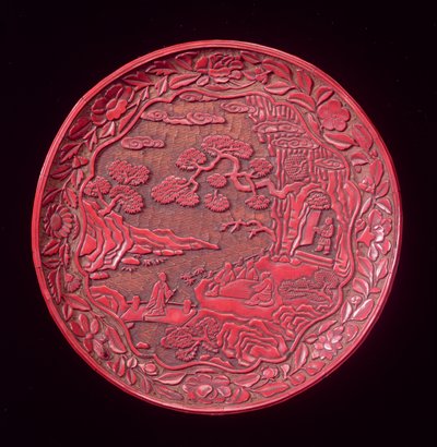 Faragott cinóbertál, késő jüantól a korai Ming-dinasztiáig (lakkozott fa) (lásd még: 272178) alkotó: Chinese School
