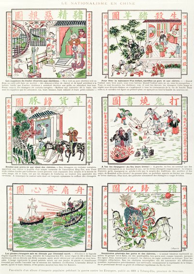 Kínai nacionalista és Európa-ellenes képek, népszerű képalkotások fakszimile albumából, amelyek a külföldiek elleni háborút hirdetik, 1891 alkotó: Chinese School
