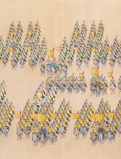 Qianlong császár áttekintése a nagy seregszemléről, kézi tekercs alkotó: Chinese School