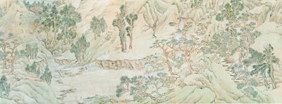 Tájkép, Ming-dinasztia (toll- és tintamosás papíron) alkotó: Chinese School