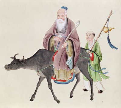 Lao-Tzu (604-531 körül) a bivalyán, majd egy tanítvány (papíron wc) alkotó: Chinese School