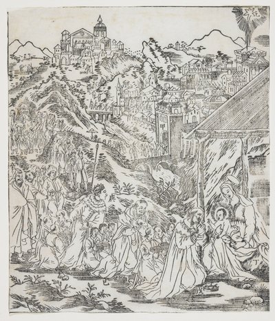 Krisztus imádása, Giulio Alenis Tianzhu jiangsheng zhuxiang jingjie (A testben megtestesült Menny Urának illusztrált története), Jinjiang templom, Fujian tartomány alkotó: Chinese School