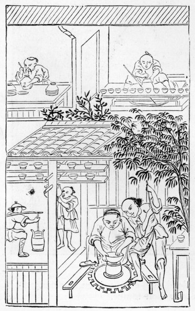Esztergamedencék, a porcelángyártásról szóló illusztrációk sorozatából (a teljes sorozatot lásd: 384116 és 384117) alkotó: Chinese School