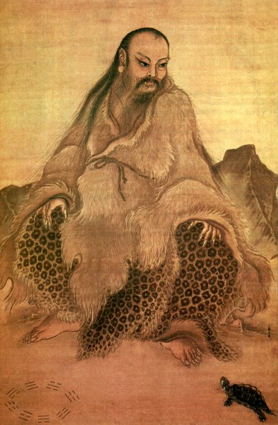 Fu Xi (tinta és szín papíron) alkotó: Chinese School Chinese School
