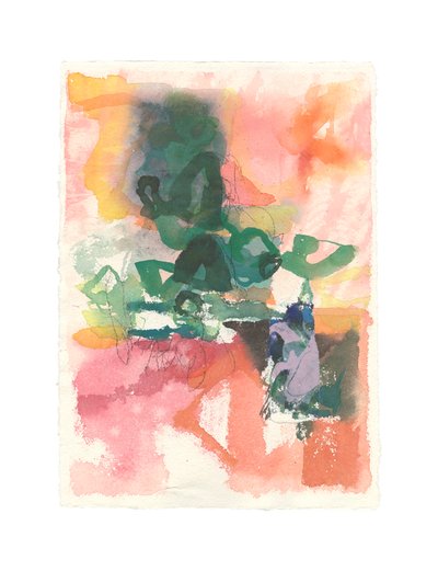 Absztrakt kompozíció, szerves/szervetlen sorozat, 2021 (akvarell, gouache, szén és kollázs akvarellpapírra) alkotó: Ching Fun Tso