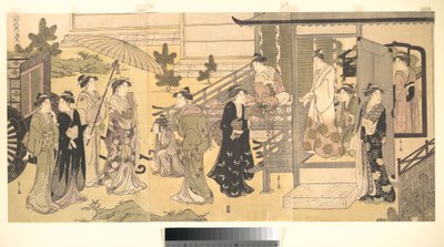 Álcázott jelenet a Gendzsi regényéből (Fūryū Yatsushi Genji), 33. fejezet, „Lilaakáclevelek (Fuji no uraba)” alkotó: Chobunsai Eishi