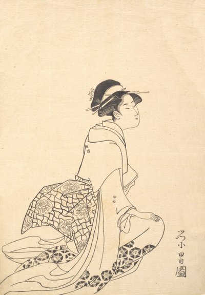 Egy térdelő nő. alkotó: Chokosai Eisho