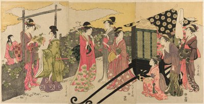 A Genji meséjének Yugao fejezetének paródiája alkotó: Chokosai Eisho