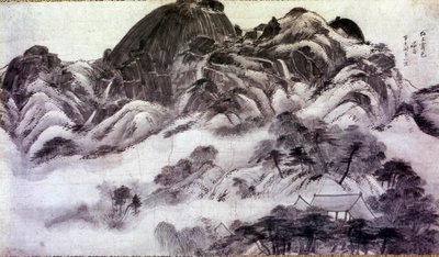 Művészet: Mount Inwang. Chong Son (1676-1759) nyomatai. 18. század. Jai Hyang John kollekció alkotó: Chong Son
