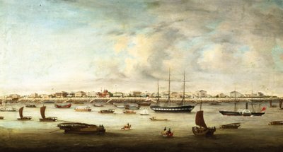 Kínai halászhajók, Sanghaj, 1857 körül alkotó: Chow Qua
