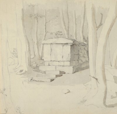Kősír az erdőben, verso: Study of a Flower, 1830. alkotó: Christen Købke