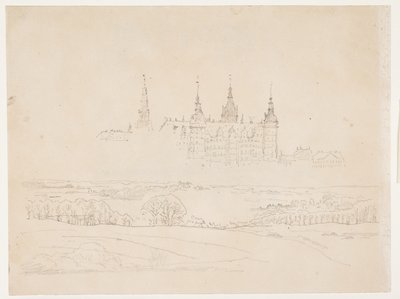Tanulmány a Glyptotek "Őszi táj. Frederiksborg kastély a középső térben" című művéhez alkotó: Christen Købke
