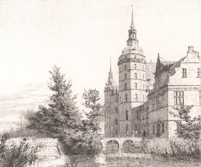 Frederiksborg kastély. Részlet a Pénzverde hídjánál alkotó: Christen Købke
