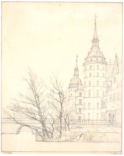 Frederiksborg kastély. Részlet a Pénzverde hídjánál alkotó: Christen Købke