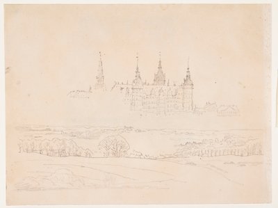 Tanulmány a Glyptotek "Őszi táj. Frederiksborg kastély a középső térben" című művéhez alkotó: Christen Købke