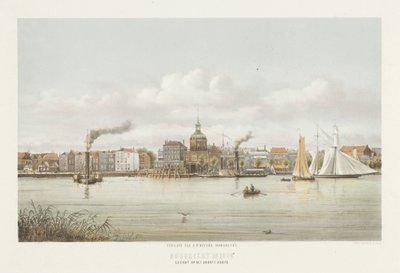 Kilátás a Groothoofdspoort-ra Dordrechtben A Groote Hoofd képe (cím az objektumon) Dordrecht 1864-ben (a sorozat címe a tárgyon) alkotó: Christiaan Bos