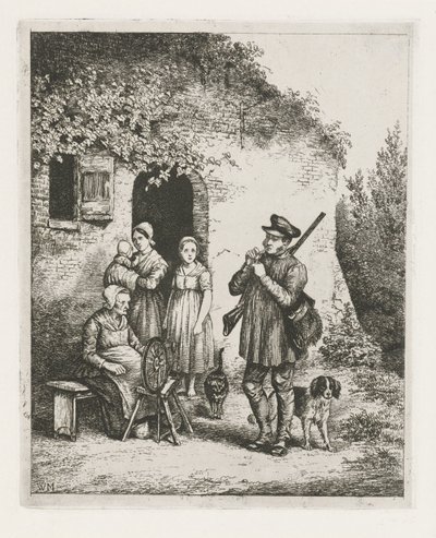 Társaság egy ház előtt alkotó: Christiaan Wilhelmus Moorrees