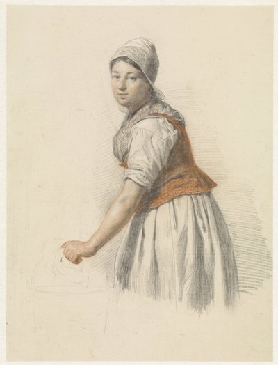 Álló nő vödörrel, balra alkotó: Christiaan van Geelen jr.