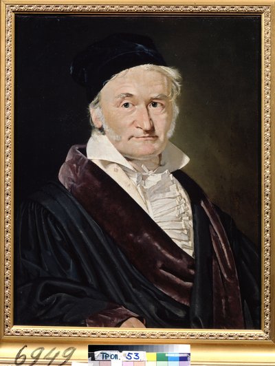 ""Portré du scientifique allemand Karl (Carl) Friedrich Gauss (1777-1855)" (Carl Friedrich Gauss matematikus, csillagász és fizikus portréja (1777-1855)) Peinture de Christian Albrecht Jensen (17092-1840 Dim.1847092-184). 66x52 cm Musee Pouchkine, M alkotó: Christian-Albrecht Jensen
