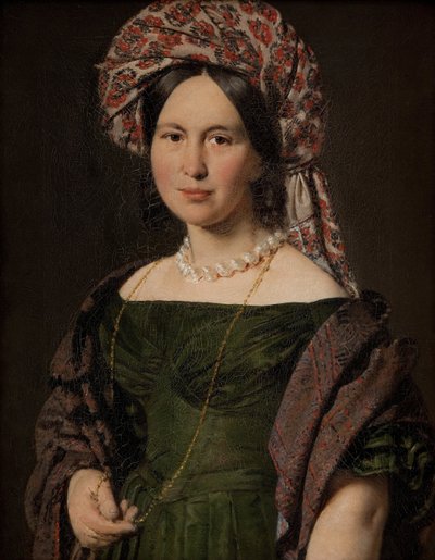 Cathrine Jensen, született Lorenzen, a turbánt viselő művészfeleség, 1842-1843 alkotó: Christian-Albrecht Jensen