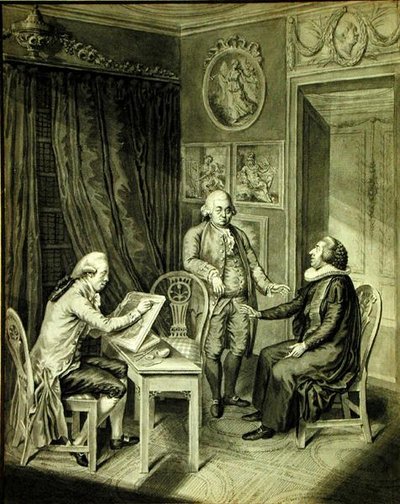 Christian Andreas Georg Stottrupp (1789-1835), Sturm lelkész és Philipp Emanuel Bach (1714-88) (indiai tinta papíron) alkotó: Christian Andreas Georg Stottrupp