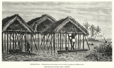 A Wayuu (Guajiro) indiánok tavi lakóhelyei, Maracaibo, Venezuela (fotó) alkotó: Christian Anton Goering
