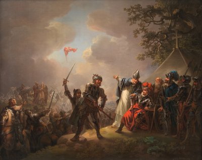 A dán zászló legendája. A Dannebrog leesett az égből a Lyndanise-i csata során, 18 alkotó: Christian August Lorentzen