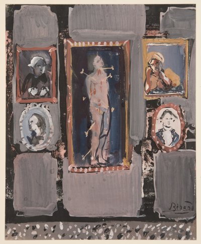 Szent Sebestyén szürke alapon, c. 1935-1945 (guache papíron) alkotó: Christian Bérard