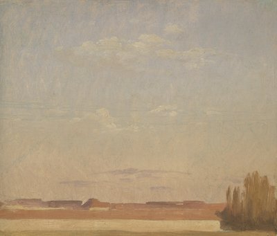 Kilátás egy drezdai külváros háztetőire (olaj, papír, vászonra festve) alkotó: Christian Friedrich Gille