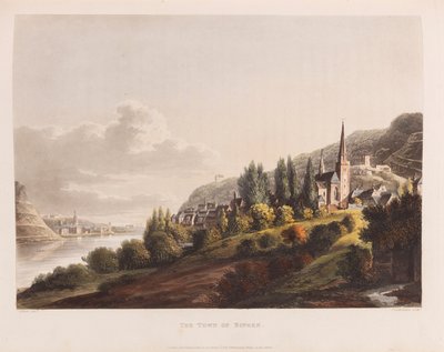 Bingen. Forrás: Festői túra a Rajna mentén, 1820. alkotó: Christian Georg Schütz the Younger