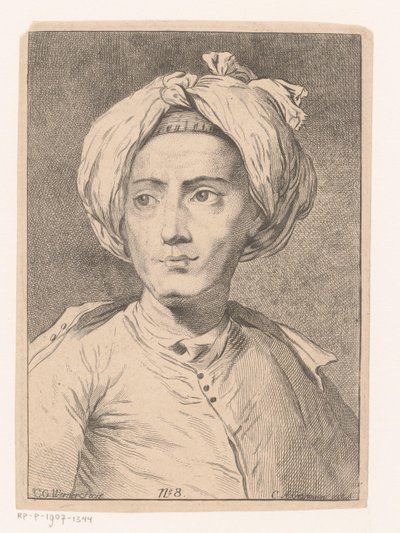Férfi portréja, esetleg Christian Gottlieb Werner önarcképe alkotó: Christian Gottlieb Werner (prentmaker)