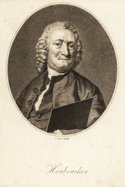 Arnold Houbracken holland festő és a holland aranykori festők életrajzírója ovális portréja alkotó: Christian Josi