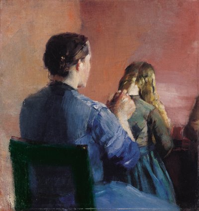 Egy anya a kislánya haját fésüli alkotó: Christian Krohg