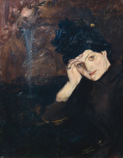 Albertine fekete kalapban alkotó: Christian Krohg