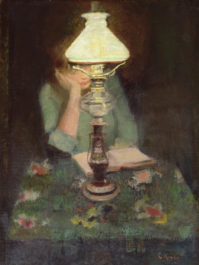 Oda lámpával (olaj, vászon) alkotó: Christian Krohg