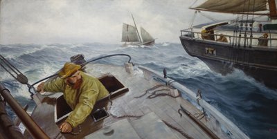 Pilóta zord időben (olaj, vászon) alkotó: Christian Krohg