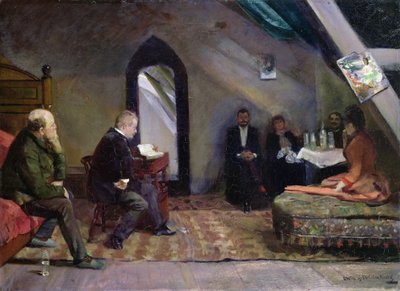 Olvasás a stúdióban alkotó: Christian Krohg