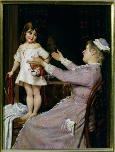 Kislány babával és ápolónőjével, 1896 alkotó: Christian Pram Henningsen