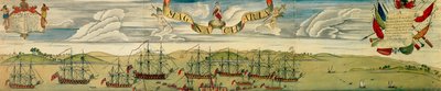 A bostoni kikötő blokádjának perspektivikus látképe, 1768 körül (wc, papír) alkotó: Christian Remick